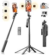 Funxee Selfie Stick Phone Tripod - 71 inch Tall Cell Phone Holder with Detachable Wireless Remote...