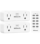 Remote Control Outlet with 4 Independent Control Sockets, WILAWELS Wireless Remote Light Switch f...