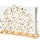 Kehail Metal Crystal Gold Napkin Holders, Standing Tissue Dispenser & Card Organizer -5.7"×4.3" M...