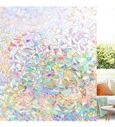 LUTE Window Privacy Film, Rainbow Window Film, 3D Decorative Stained Glass Window Cling, Static C...