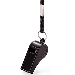Plastic Whistle with Lanyard, Loud Clear Black Whistles Bulk Great for Coaches, Referees, Officials