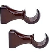 HEVSTIL 2-Pack Wood Curtain Rod Brackets,Return End Brackets for 1-2/5" Pole for Curtain Rods, Wa...