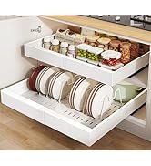 Seinloes 2 Pack Pull out Cabinet Organizer 21"Deep With Raising Pad for Framed Cabinets, Expandab...