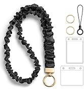 Stretchy Scrunchie Lanyard with ID Badges Holder, Retractable Keychain Holder for Women Teacher, ...