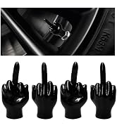 YSFER 4 PCS Prank Tire Valve Stem Caps, Funny Middle Finger Car Wheel Stem Dust Covers Exterior D...