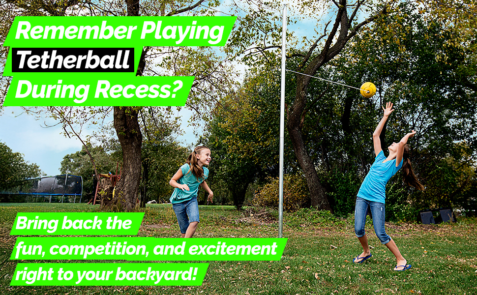 tetherball set pole rope ball kids school classic outdoor backyard game
