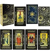 Smoostart PVC Tarot Cards with Meanings on Them, PVC Waterproof Anti-Wrinkle Luxury Gold Foil Tar...