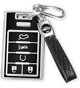 MILD EAST for Cadillac Key Fob Cover with Keychain, 5-Button Key Case for Escalade SRX CTS ATS XT...