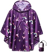 SaphiRose Lightweight Kids Rain Poncho Jacket Waterproof Outwear Rain Coat
