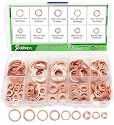 Ruibapa 188PCS Copper Metric Flat Washers Assortment Kit Sealing Washers 9 Sizes(M5 M6 M8 M10 M12...