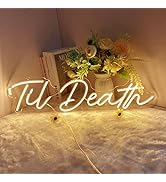 SYLHOME Large LED Neon Light Sign 'Til Death 24"X5.9" 12V Wedding Bridal Shower Neon Birthday Par...