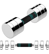 LIFERUN Single Steel Adjustable Dumbbell, 5/10/15lb Free Weight Single Dumbbell, Non-Slip and Com...