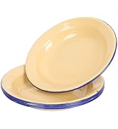 Zerodeko Metal Tray 4pcs Enamel Plates Salad Pasta Bowls Enamelware Dinner Plates Appetizer Plate...