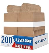 GSSUSA 200 Pack Brown Paper Bags 5.25x3.75x8 Inch Small Gift Bags with Handles Bulk, Brown Kraft ...