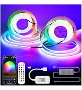 INDARUN WiFi RGB COB LED Light Strip 32.8ft, 5760 LEDs 10mm Width, Smart 24V Led Strip Color Chan...