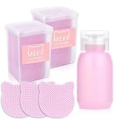 MEKK Lint Free Nail Wipes with Acetone Dispenser Set 400PCS Cat-Shaped Lint Free Wipes with 200ml...