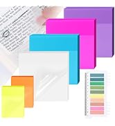 500 Sheets Transparent Sticky Notes with Index Tab, Waterproof & Crystal Clear Sticky Notes Sets,...