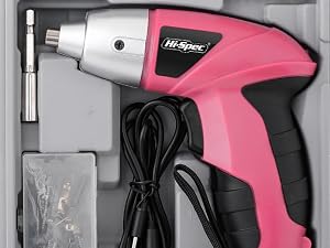 Hi-Spec Pink 4V Electric Ladies Screwdriver Tool Kit Set