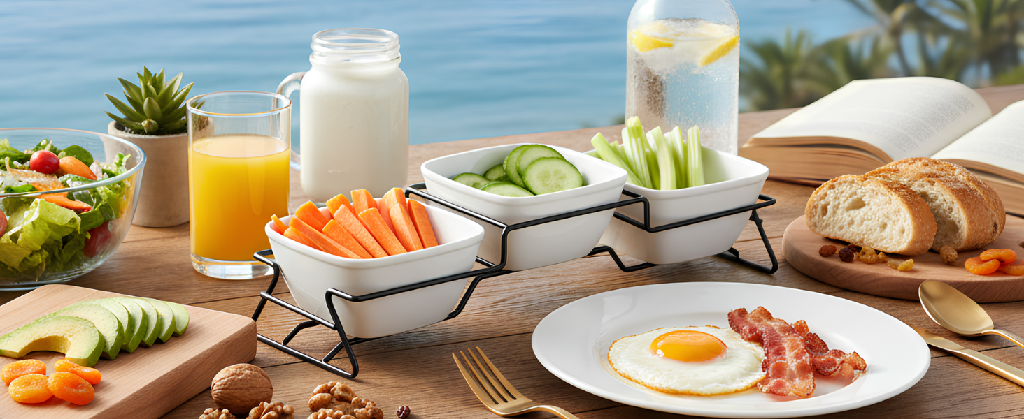 Square Bowl Chip & Dip Serving Set