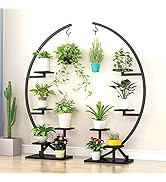 AISUNDY 5 Tier Metal Plant Stand Full Black, Indoor Metal Plant Shelf Stand Decorative Bonsai Flo...