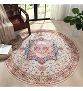 YJ.GWL Round Rug 4ft Washable Area Rug Vintage Floor Mat Kitchen Indoor Circle Rug 4' Round Thin ...