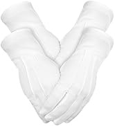 BEVTEE 2 Pairs White Gloves Men, Marching Band Gloves with Snap Cuff, for Art The Clown Magician ...