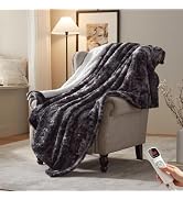 Electric Heated Blanket,50x60 Heating Throw Luxury Soft Faux Fur Dark Grey | ETL Certified 9 Sett...
