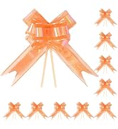 TIMESEEK 24PCS Orange Pull Bows for Gift Wrapping, 6" Large Pre-Tied Decorative Bows for Christma...