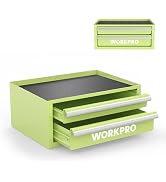 WORKPRO 12.5" Mini Tool Box with 2 Drawers & 1 Open Top Storage, Small Metal Tool Chest with PVC ...