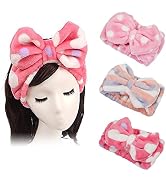 Shintop 3 Pack Flannel Cosmetic Headbands, Bowknot Elastic Hair Band Hairlace for Washing Face Sh...