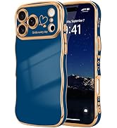 LCHULLE for iPhone 17 Pro Case for Women Girls, Cute Wave Frame Curly Shape with Love Heart Patte...