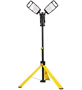 LUTEC Work Light with Stand, 12000 Lumen Dual-Head LED Work Light with Telescoping Tripod, Portab...