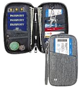 GAUENEEN Passport Holder Family, Travel Document Organizer with RFID, Portable Passport Cover Cas...