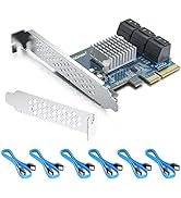 10Gtek PCIe SATA Card 6 Port with 6 SATA Cables and Low Profile Bracket, 6Gbps SATA3.0 Controller...