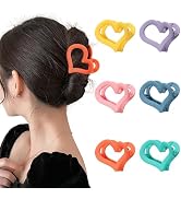 Ufgin 6 Pcs Heart Hair Claw Clips for Women-Medium Matte Nonslip Hair Jaw Clips Heart Hair Clips ...