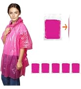 KAshack 5-Pack Disposable Rain Ponchos for Adults with Hood Emergency Rain Poncho for Camping Hik...