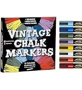 Chalk Markers - 8 Vintage, Erasable, Non-Toxic, Water-Based, Reversible Tips, For Kids and Grown-...
