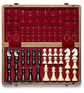 A&A Premium Folding Chess Board Game Set, 15" Wooden Chess Board & 3" King Height Staunton Chess ...
