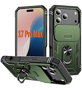 PASNEW Military Case for iPhone 17 Pro Max,Metal Kickstand & Slide Camera Cover,Multi-Layer Heavy...