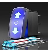 Rocker Switch up ?Down ? Momentary ON Off ON Switch DPDT 7Pin 12V 24V Switch Jumper Wires Winch P...