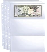 30 Pack 180 Pockets 11 Hole Currency Collection Sleeves, Cash Collecting Album Refill Page, Doubl...