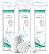 Organic Cotton Rounds for Face, 300 Count Makeup Remover Pads, 100% Pure & Natural Facial Cleansi...