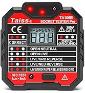Taiss GFCI Outlet Tester New Advanced Receptacle Tester with Voltage Display 48-250V Power Socket...
