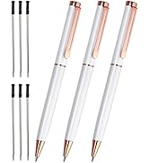 Cambond Ballpoint Pens White Pen - Fancy Pens Black Ink 1.0 mm Medium Point Retractable Metal Pen...