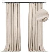 100% Blackout Shield Linen Blackout Curtains 84 Inches Long 2 Panels Set, Clip Rings/Rod Pocket B...
