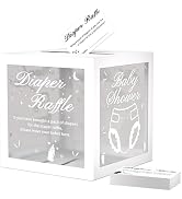 WNINK 50 Pcs Diaper Raffle Tickets With Box for Baby Shower, Gender Reveal Card, Games, Party Dec...