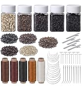 Fedmut Hair Extensions Kit, 28 PCS Hair Extensions Needles, 457 Yard Sewing Threads, 2500 PCS Lin...