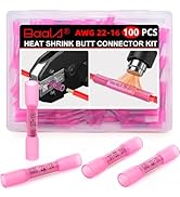 BAALA 100 PCS 22-16 Gauge Heat Shrink Butt Connectors Butt Splice Connector Marine Grade Waterpro...