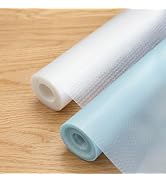 FMLIUY 2 Rolls Shelf Liners for Cabinets (24"x196" 1 Pack Blue,12"x196" 1 Pack Clear), 100% EVA W...