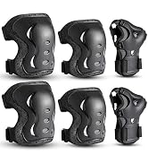 Kids/Youth/Adult Knee Pads Elbow Pads with Wrist Guards Protective Gear Set 6 Pack for Rollerblad...